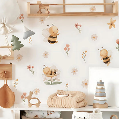 Boho Bee & Flowers Kids Wall Stickers