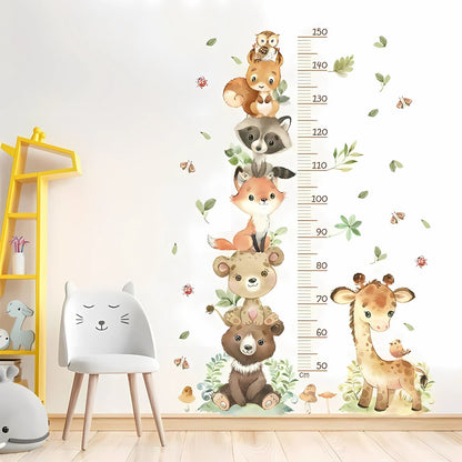 Large Animal Height Chart Kids Wall Stickers