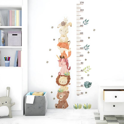 Nordic Animal Height Chart Kids Wall Stickers