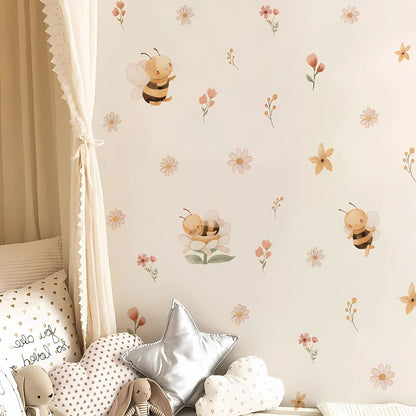 Boho Bee & Flowers Kids Wall Stickers