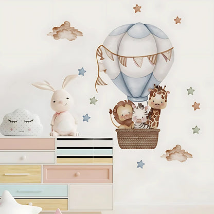 Giraffe in Hot Air Balloon Kids Wall Stickers
