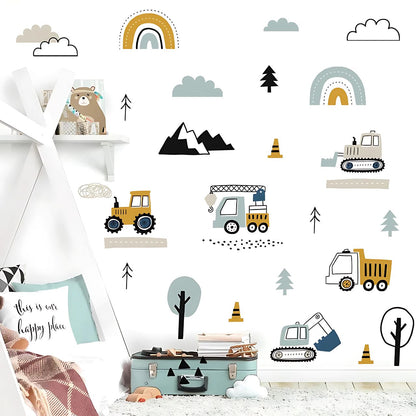 Hand-Drawn Cars & Cargo Truck Kids Wall Sticker
