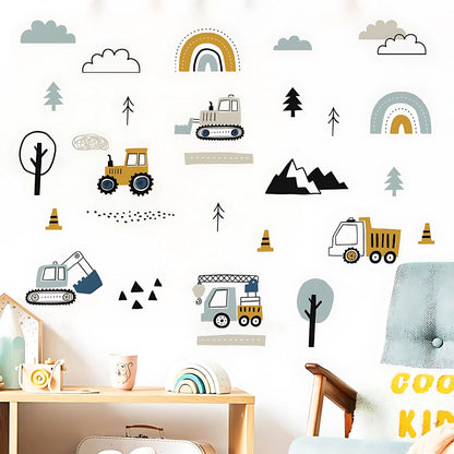 Hand-Drawn Cars & Cargo Truck Kids Wall Sticker