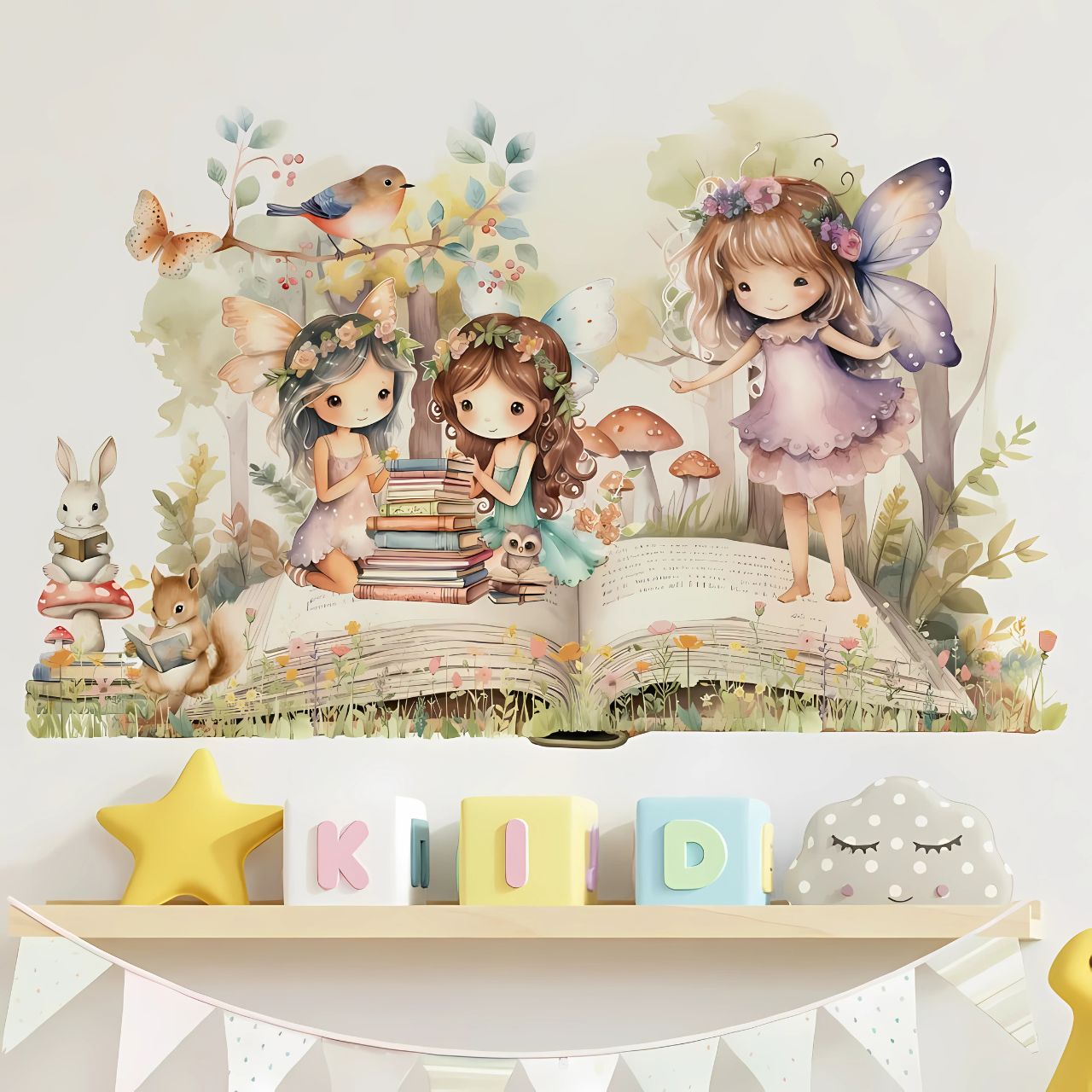 Fairy Reading a Book Kids Wall Sticker