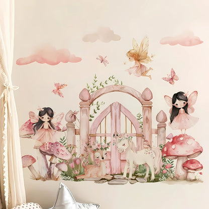 Elf Princess with Mushroom House Kids Wall Sticker
