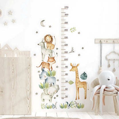 Animal Height Chart with Lion & Elephant Kids Wall Stickers