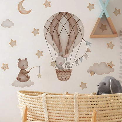Hot Air Balloon Animals Kids Wall Stickers