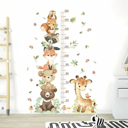 Large Animal Height Chart Kids Wall Stickers