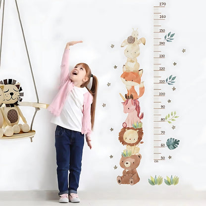 Nordic Animal Height Chart Kids Wall Stickers