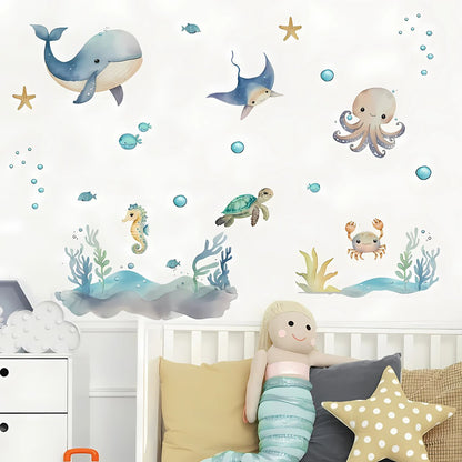 Marine Animals with Whale & Turtle Kids Wall Stickers