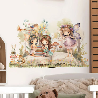 Fairy Reading a Book Kids Wall Sticker