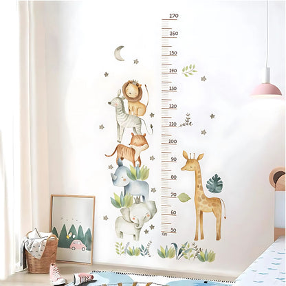 Animal Height Chart with Lion & Elephant Kids Wall Stickers