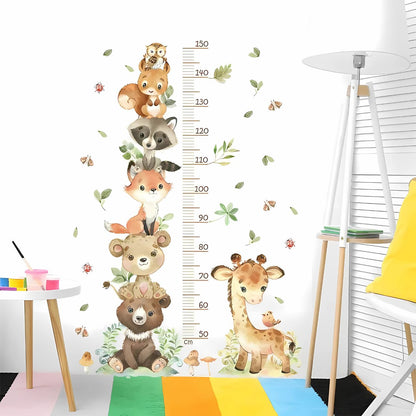 Large Animal Height Chart Kids Wall Stickers