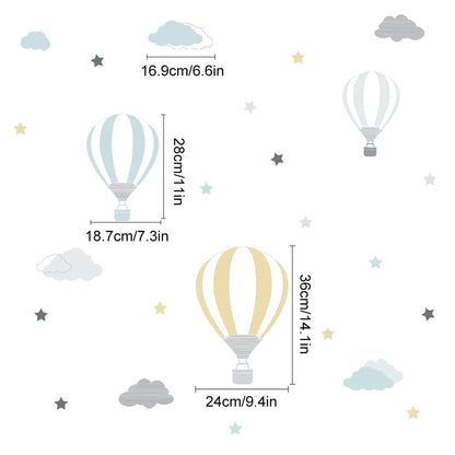 Hot Air Balloons & Clouds Kids Wall Stickers