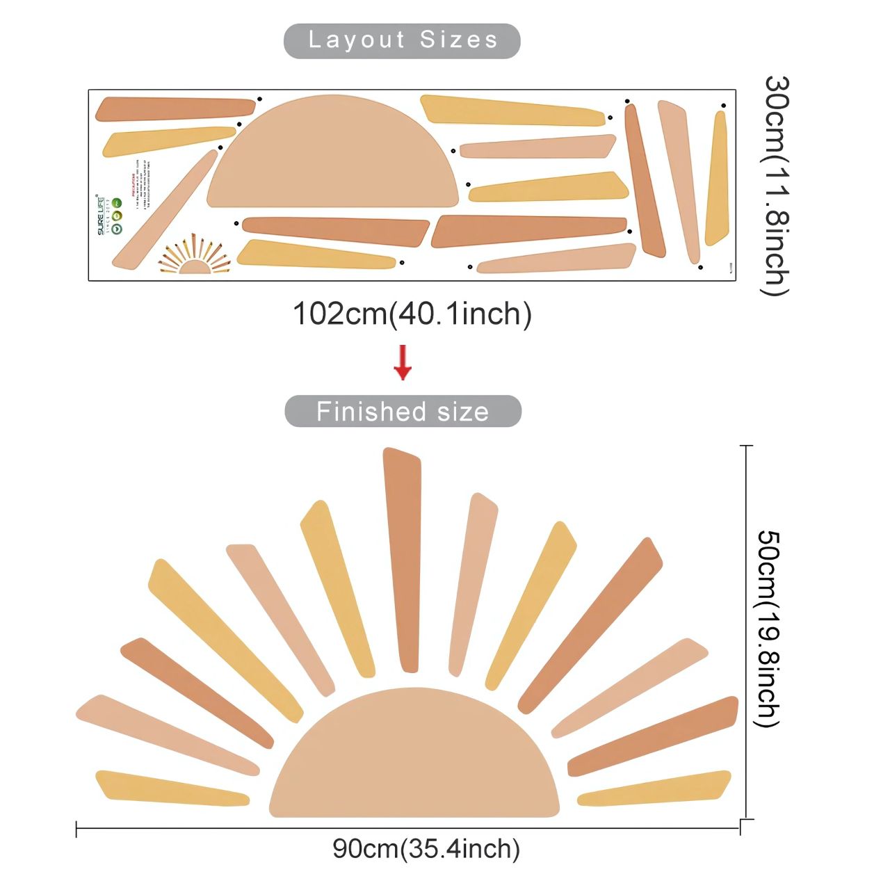 Boho Sun & Sunrise Watercolor Kids Wall Sticker