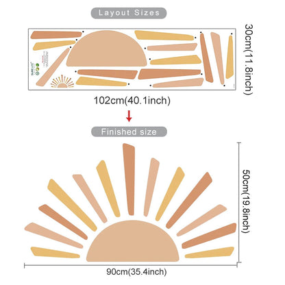 Boho Sun & Sunrise Watercolor Kids Wall Sticker