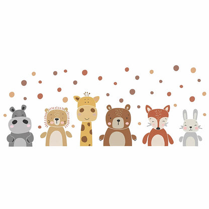 Boho Giraffe, Bear, and Animal Dots Kids Wall Stickers