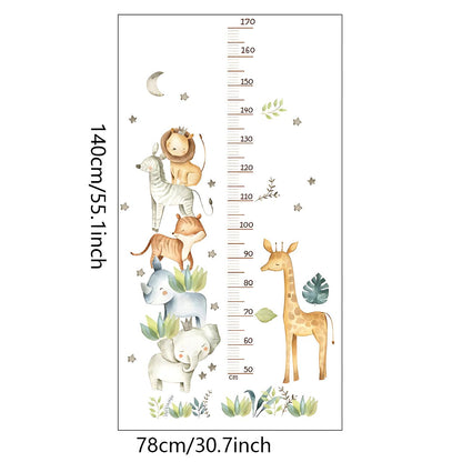 Animal Height Chart with Lion & Elephant Kids Wall Stickers
