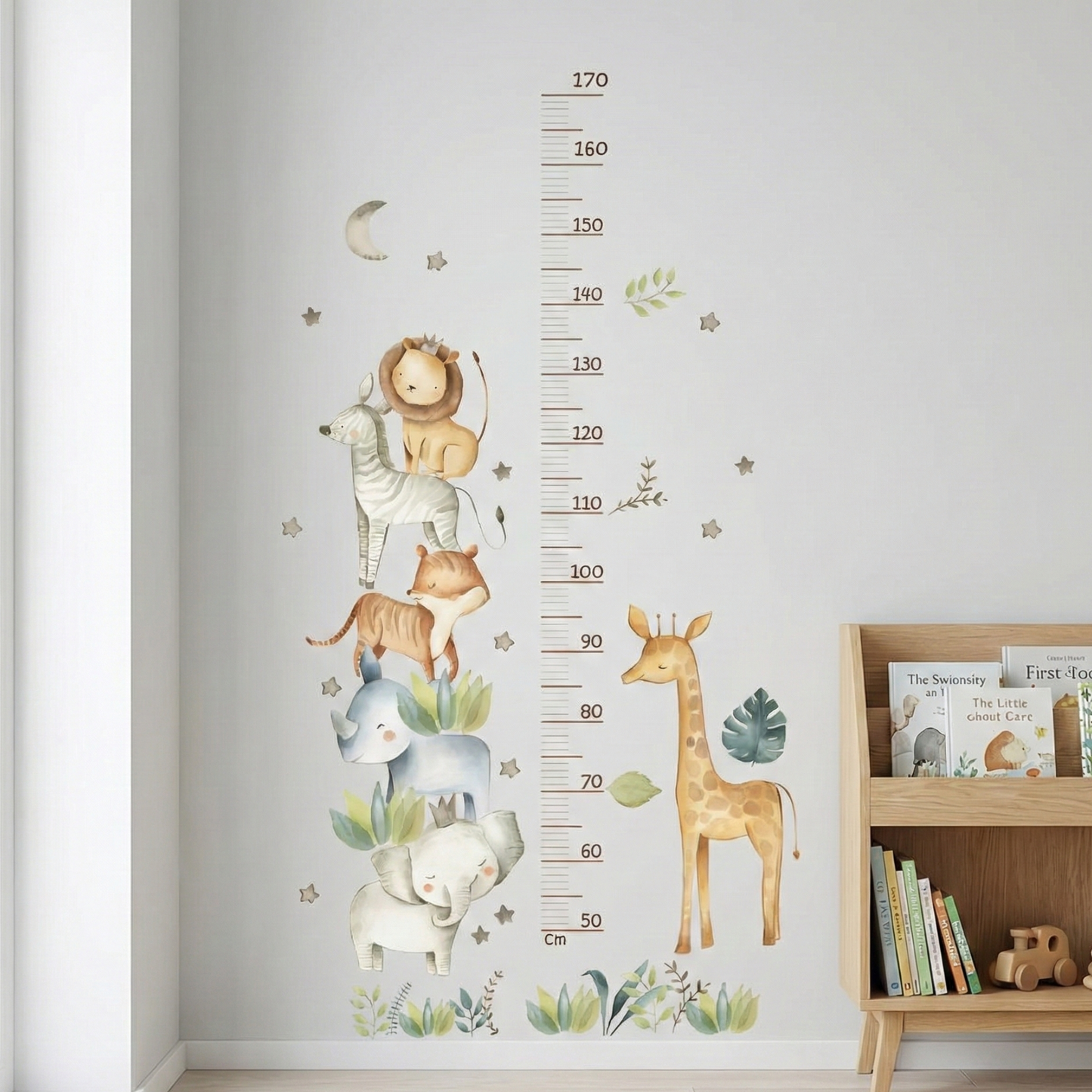 Animal Height Chart with Lion & Elephant Kids Wall Stickers