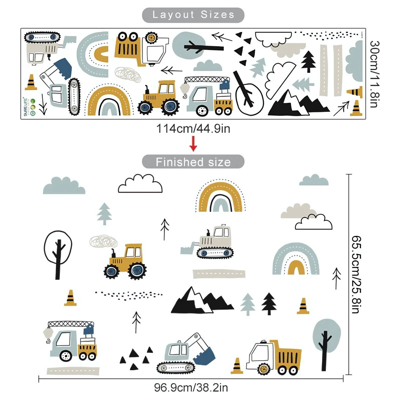 Hand-Drawn Cars & Cargo Truck Kids Wall Sticker