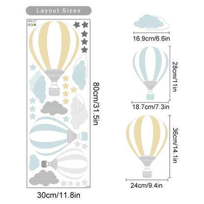 Hot Air Balloons & Clouds Kids Wall Stickers