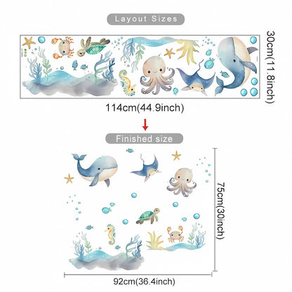 Marine Animals with Whale & Turtle Kids Wall Stickers
