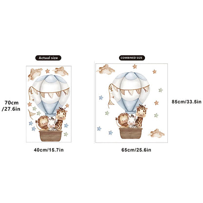 Giraffe in Hot Air Balloon Kids Wall Stickers