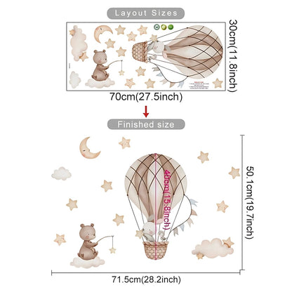 Hot Air Balloon Animals Kids Wall Stickers