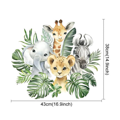 Jungle Animals & Leaves Kids Wall Stickers