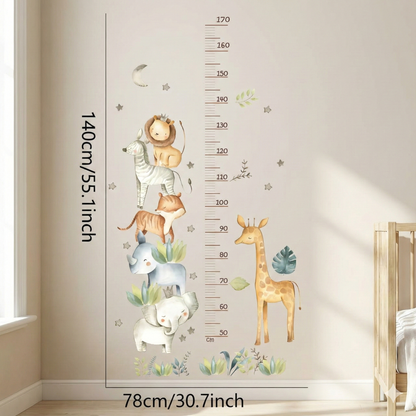 Animal Height Chart with Lion & Elephant Kids Wall Stickers