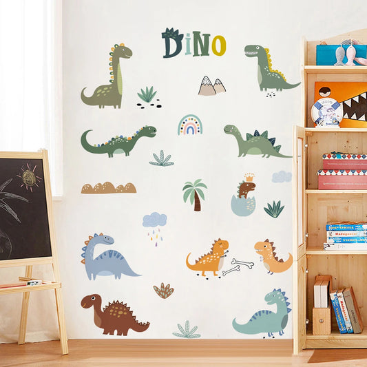 Dinosaur Plant Rainbow Kids Wall Stickers