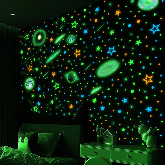 Stars Dots Planet Luminous Kids Wall Stickers