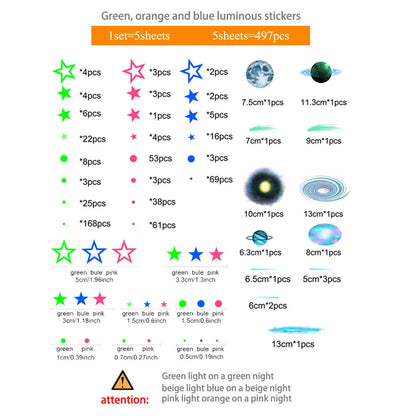 Stars Dots Planet Luminous Kids Wall Stickers
