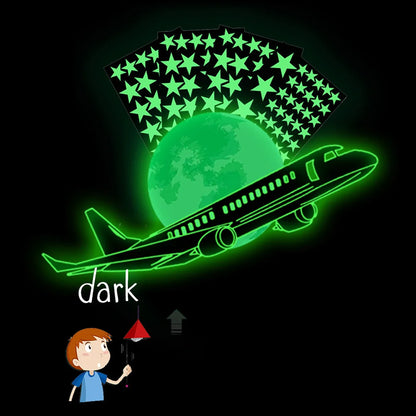 Airplane Stars Moon Luminous Kids Wall Stickers