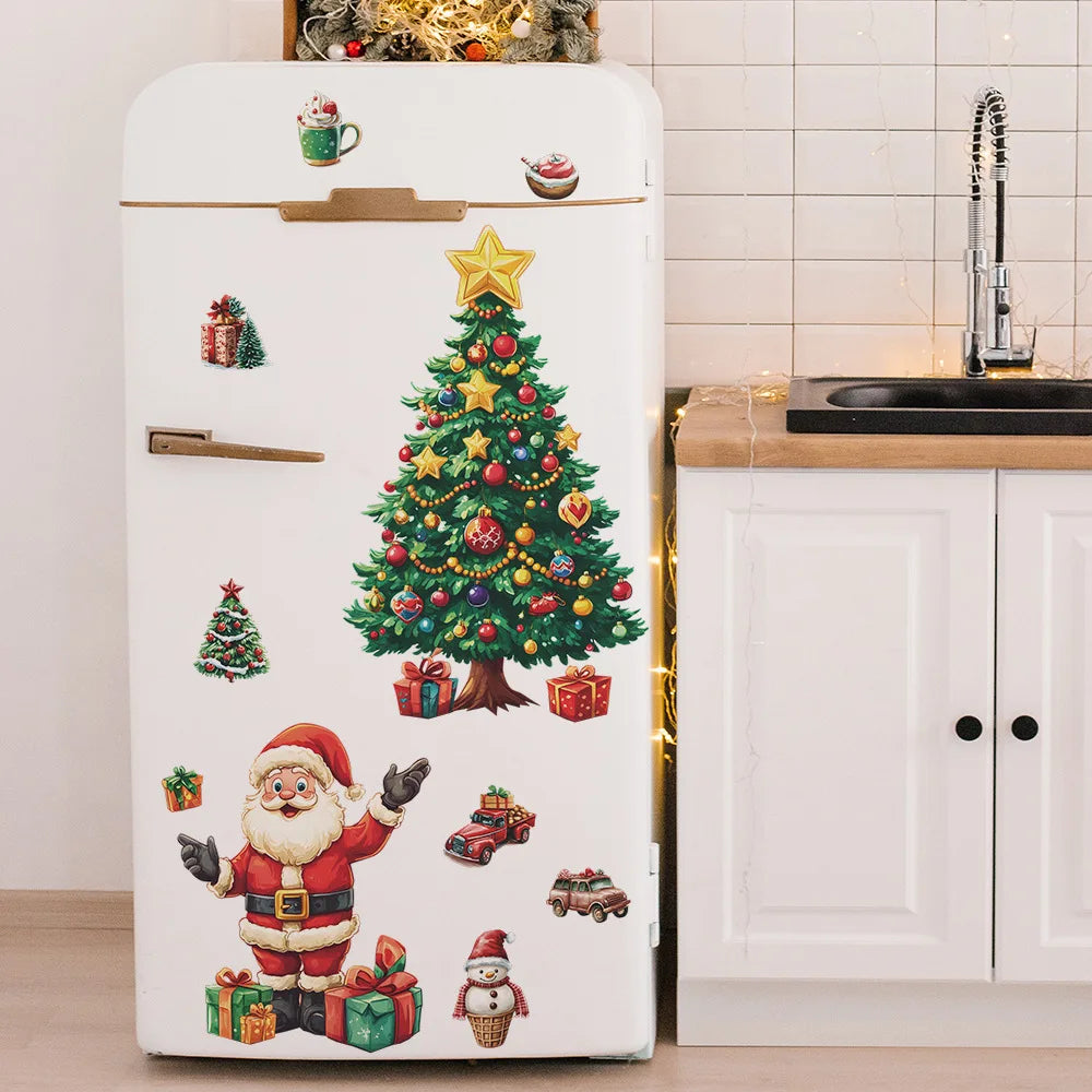 Christmas Tree Santa Gift Box Kids Wall Stickers