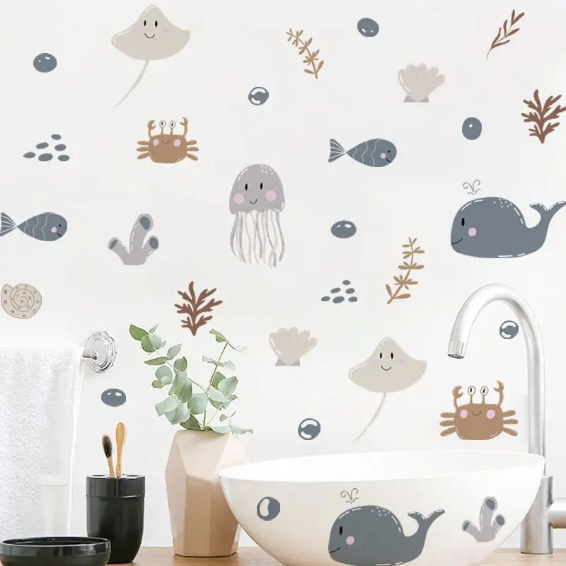 Ocean Whale Seaweed Kids Wall Stickers