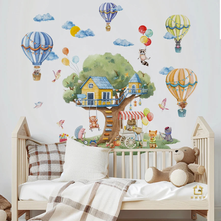 Tree & Balloon Animals Kids Wall Stickers