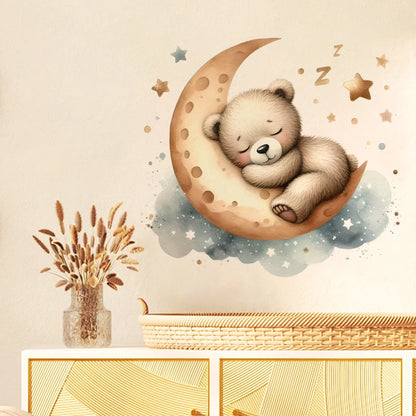 Teddy Bear Cloud Stars Balloon Kids Wall Stickers