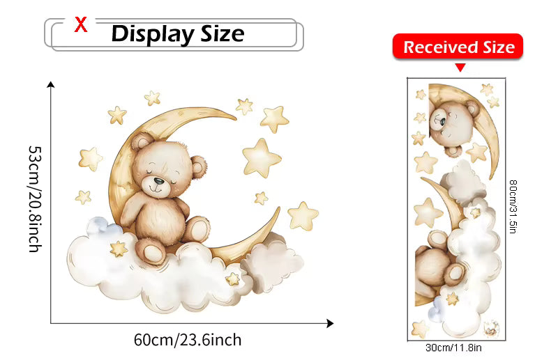Cute Bear Moon Star kids Wall Stickers
