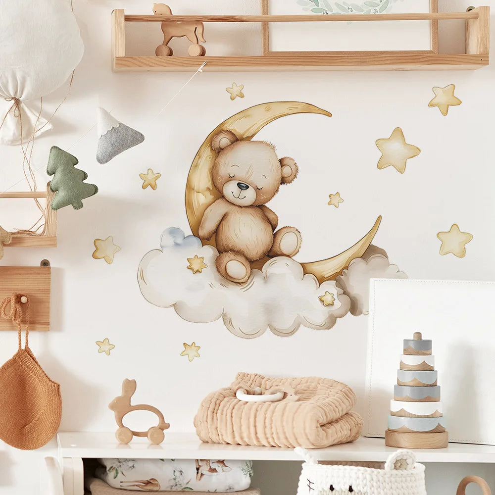 Cute Bear Moon Star kids Wall Stickers