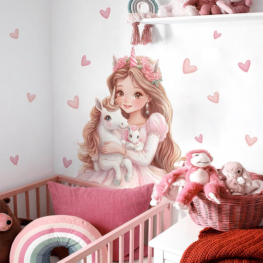 Magical Unicorn & Girl Kids Wall Stickers