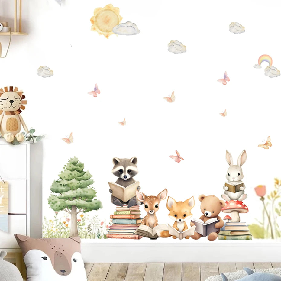 Cute Woodland Animals learning Kids Wall Stickers