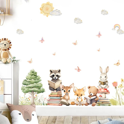 Cute Woodland Animals learning Kids Wall Stickers