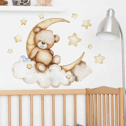 Cute Bear Moon Star kids Wall Stickers