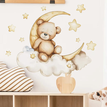 Cute Bear Moon Star kids Wall Stickers