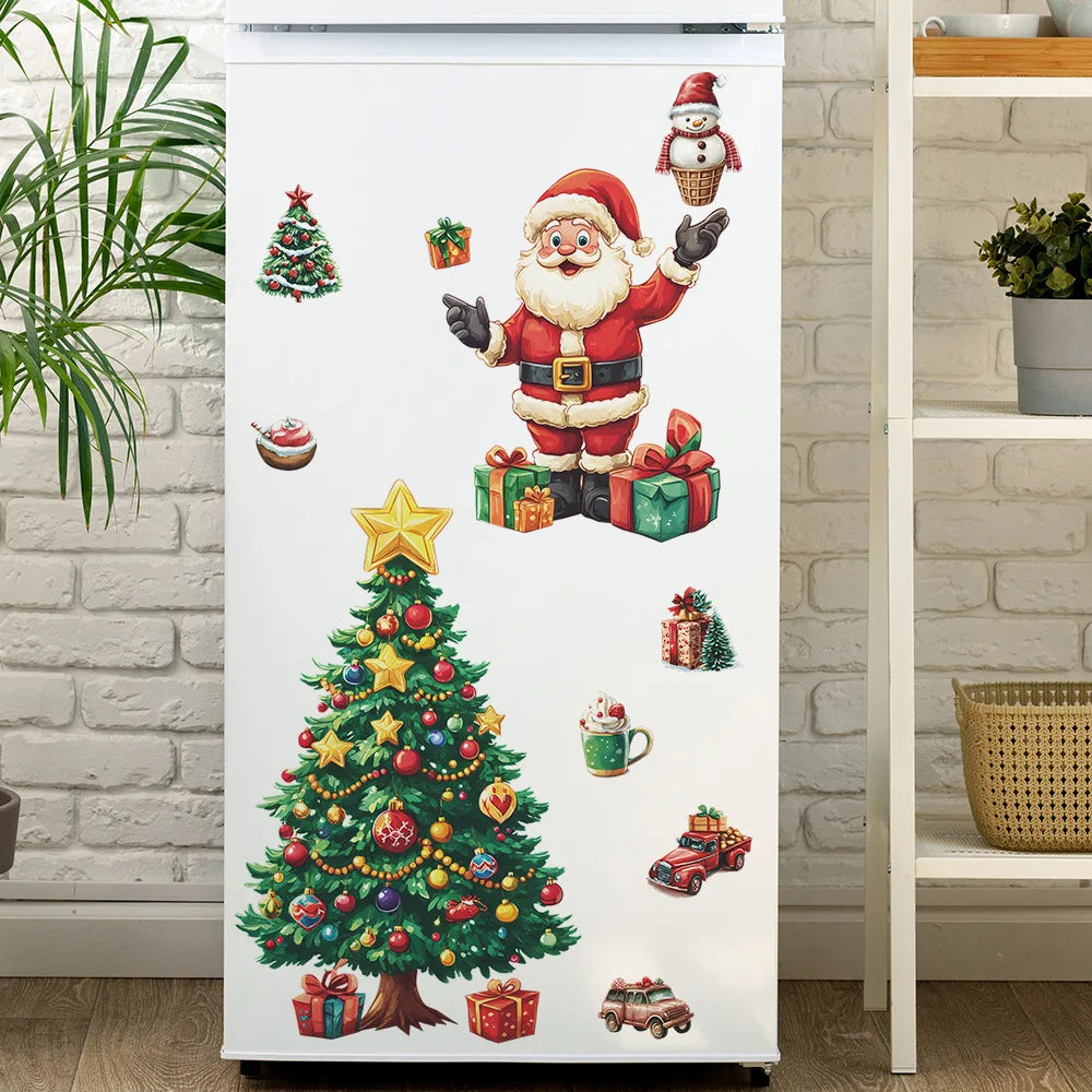 Christmas Tree Santa Gift Box Kids Wall Stickers