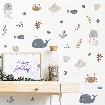 Ocean Whale Seaweed Kids Wall Stickers