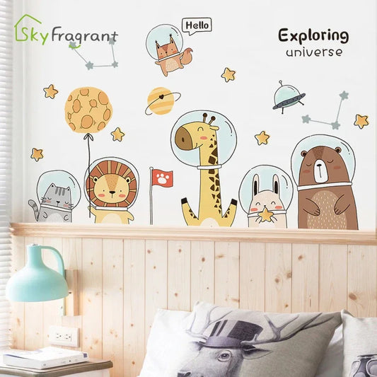 Space Astronaut Animals Kids Wall Stickers