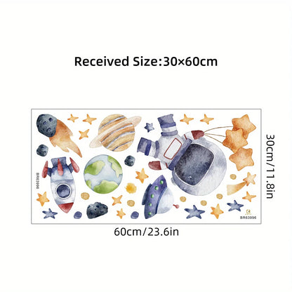 Cartoon Astronaut  Space Kids Wall Stickers