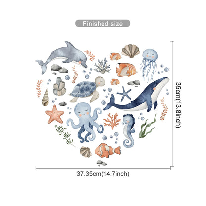 Heart Shape Marine Animals Kids Wall Stickers